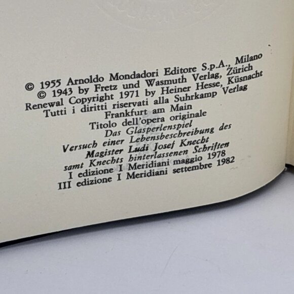 Hermann Hesse Il Giuoco Delle Perle Di Vetro I Meridiani Mondadori (1982) 3rd Ed - Picture 9 of 9